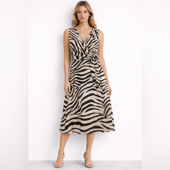 Lauren Ralph Lauren Dresses & Skirts - Lauren Ralph Lauren Zebra Print Wrap Midi Dress Quiet Luxury Old Money Preppy